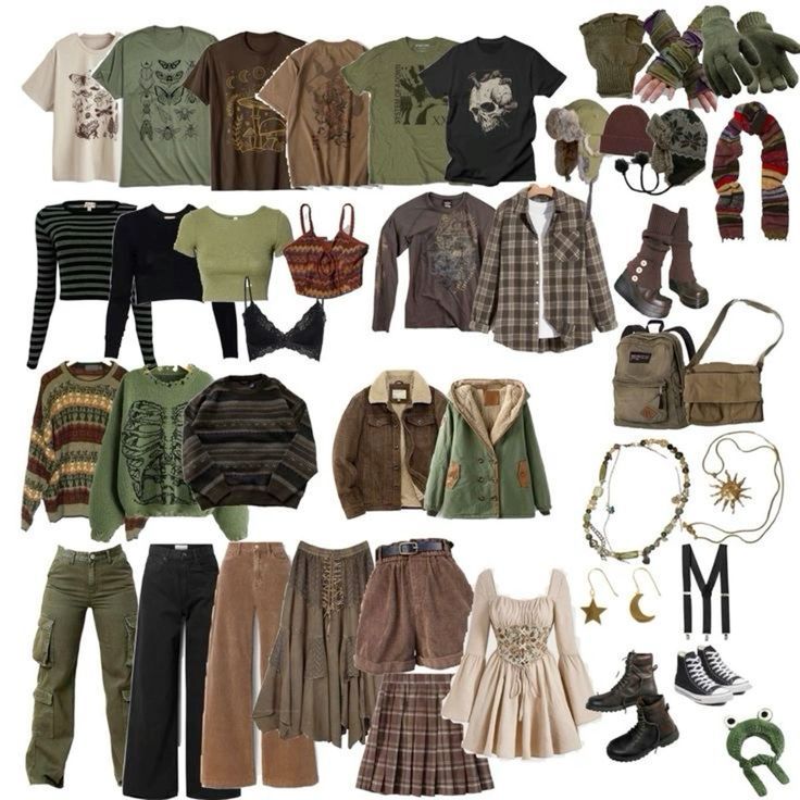 Summer Forestcore Outfits, Therian Clothes, Grunge Cottagecore Outfits, Goblin Core Outfit, Forest Outfit, Goblincore Outfits, Peony Aesthetic, Fairy Grunge Style, Goblincore Aesthetic