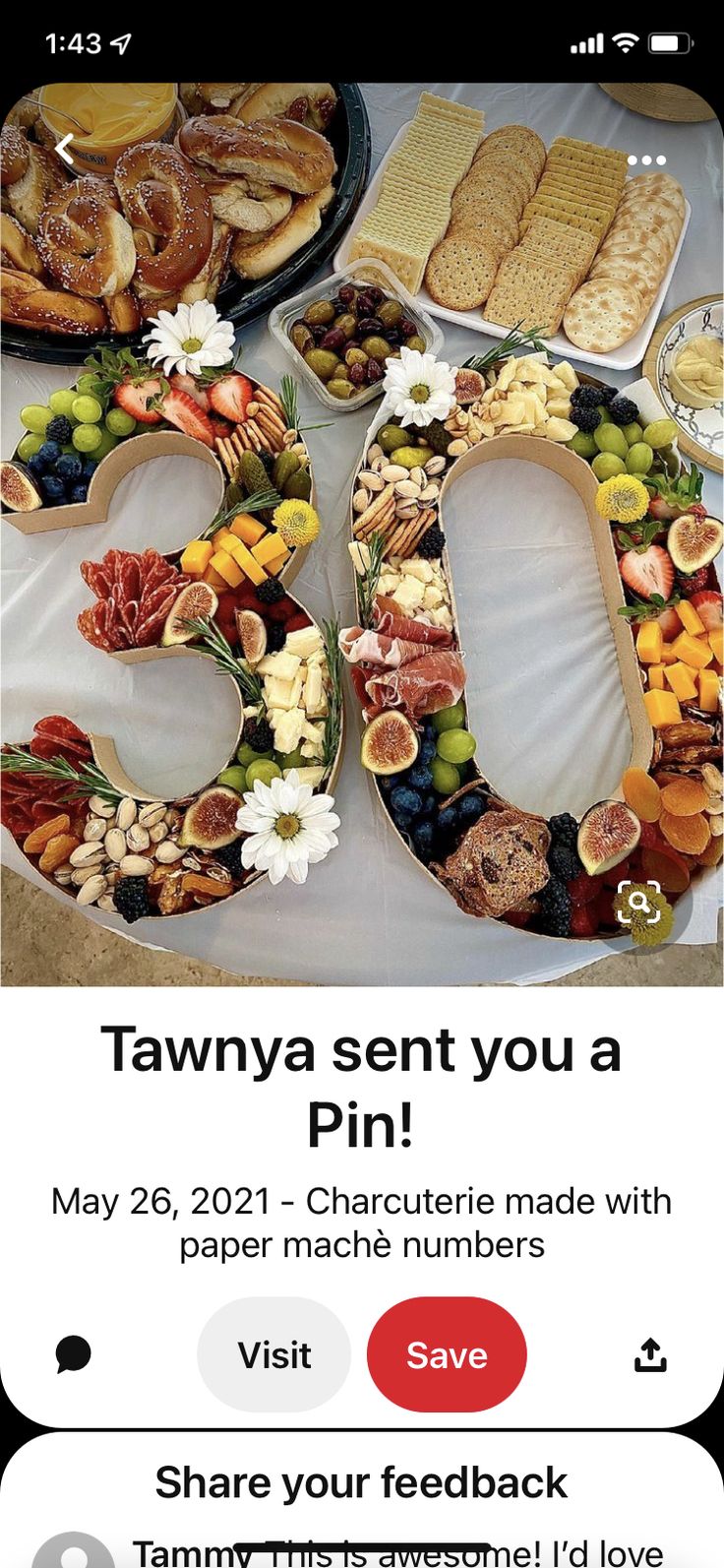 an image of a birthday card with the number thirty five surrounded by different types of food