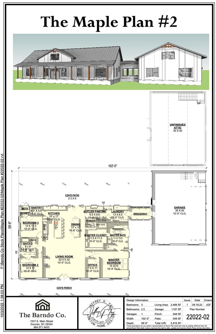 the maple plan 2 is shown in two different sections, and has three separate rooms