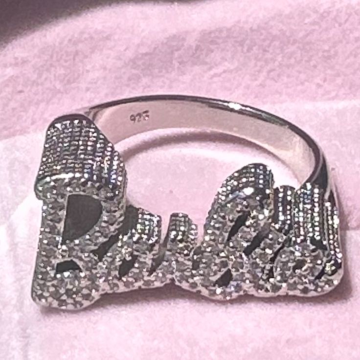 Multiple Sizes Available! Sterling Silver 925 Barbie Ring With Rhinestones Brand New ! Hello Kitty Jewelry Rings, Baddie Jewelry Rings, Nicki Bling Ring, Christian Dior Ring Silver, Barbie Necklace Jewelry, Barbie Movie Inspired Jewelry, Spoiled Jewelry, Trashy Barbie, 2000s Rings