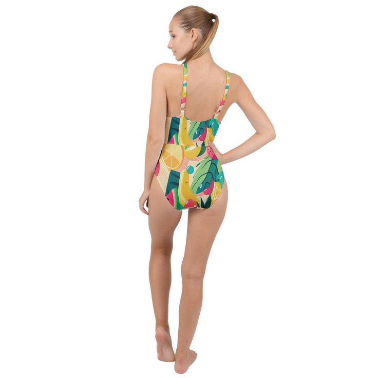 Elevate your swimwear collection with the Tropical Fruit Cocktail High Neck One Piece Swimsuit by Mila Beachwear. Perfect for those who love to combine playful prints with elegant design, this swimsuit features a vibrant tropical fruit print and a sophisticated high neck style, ensuring you make a chic statement at every beach or poolside event. Crafted from high-quality, quick-drying fabric, the Tropical Fruit Cocktail High Neck One Piece Swimsuit ensures both comfort and durability. The premium material hugs your body in all the right places, providing a sleek and flattering fit while allowing for ease of movement, whether you're swimming, lounging, or enjoying beach activities. Embrace the vibrant energy and sophisticated style of summer with the Tropical Fruit Cocktail High Neck One Pi Tropical Stretch One-piece Tankini, Fitted Swimwear With Palm Tree Print For Vacation, Hawaiian Tropical Print Swimwear For Pool, Tropical Halter Neck Swimwear For Swimming, Tropical Halter Neck Swimwear, Tropical Printed Halter Neck Swimwear, Printed Halter Neck Tropical Swimwear, Fitted Tropical Swimwear With Palm Tree Print, Tropical Fitted Swimwear With Palm Tree Print