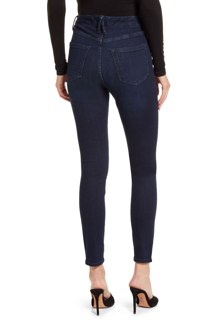 Designed to fit every body, these shapely skinnies feature a cool indigo wash and a smoothing high waist. 28 1/2" inseam; 10" leg opening; 10 1/2" front rise; 15" back rise (size 8) Zip fly with button closure Five-pocket style 98% organic cotton, 2% elastane Machine wash, line dry Made in Turkey Women's Clothing Black Owned and Founded High Rise Blue Jeggings For Fall, High Waist Dark Wash Jeggings For Fall, Fitted Indigo Bottoms With Tapered Leg, Dark Wash High Rise Stretch Jeggings, High Rise Stretch Jeggings In Dark Wash, Dark Wash High Rise Fitted Bottoms, Dark Wash Fitted High Rise Bottoms, Fitted Indigo Jeans With Tapered Leg, High Rise Dark Wash Jeggings For Fall