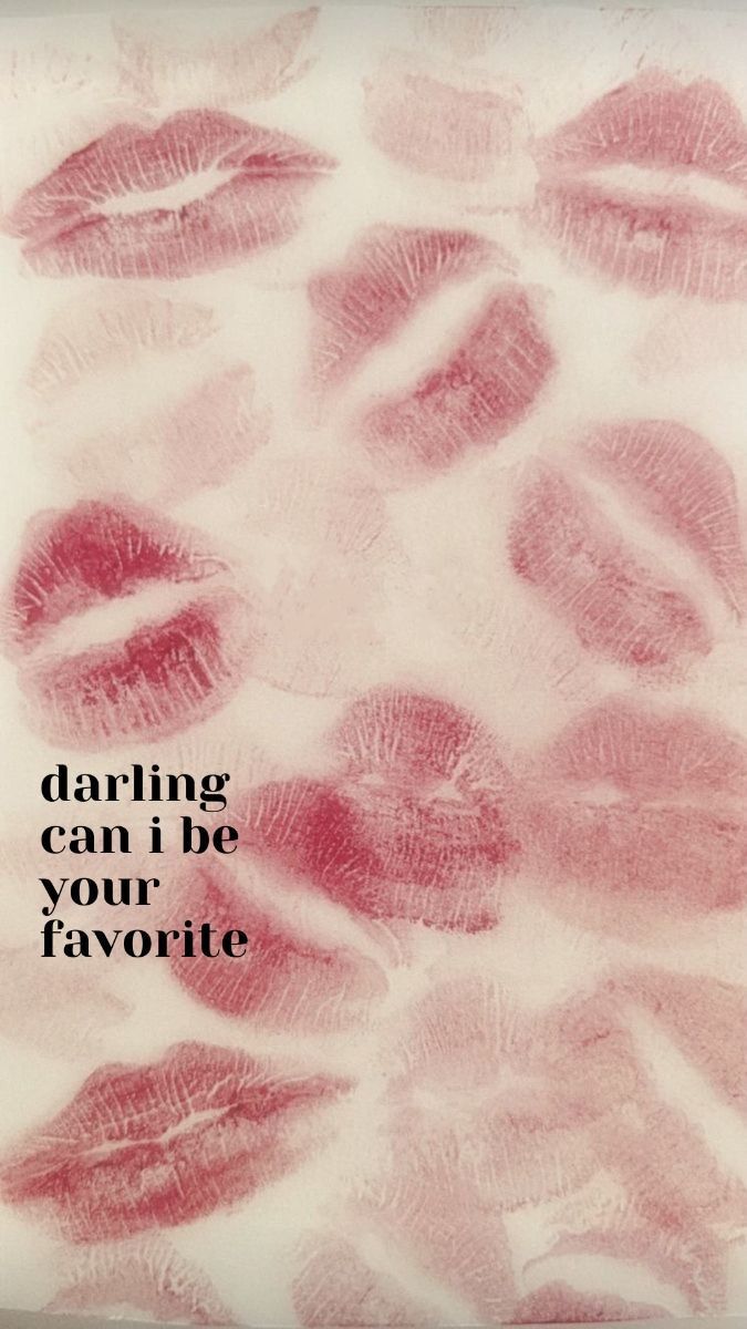 the words are written in red ink on a white background with pink lipstick imprints