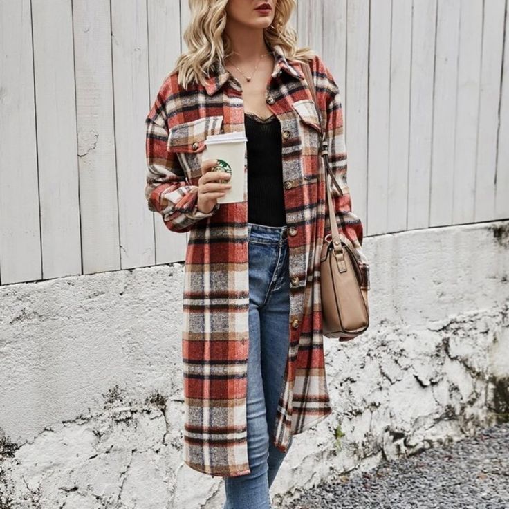 Plaid Pattern Button Down Double Pocket Long Coat Shacket -Plaid Pattern -Double Pockets -Button Down -Loose Fit S 4 M 6 L 8/10 Xl 12 Find More Boho, Western, Wedding, Country, Cottage Core, Y2k, Leather, Date Night, Holiday, Party, Fall, Winter, Summer Attire, Retro, Wedding And Wedding Guest Outfit In My Closet. Orange Single Breasted Long Sleeve Outerwear, Orange Single-breasted Long Sleeve Outerwear, Orange Long Sleeve Outerwear With Button Closure, Spring Plaid Shacket With Button Closure, Oversized Orange Outerwear For Work, Orange Button-up Winter Outerwear, Orange Button-up Outerwear For Winter, Orange Outerwear With Button Closure For Work, Oversized Casual Orange Outerwear