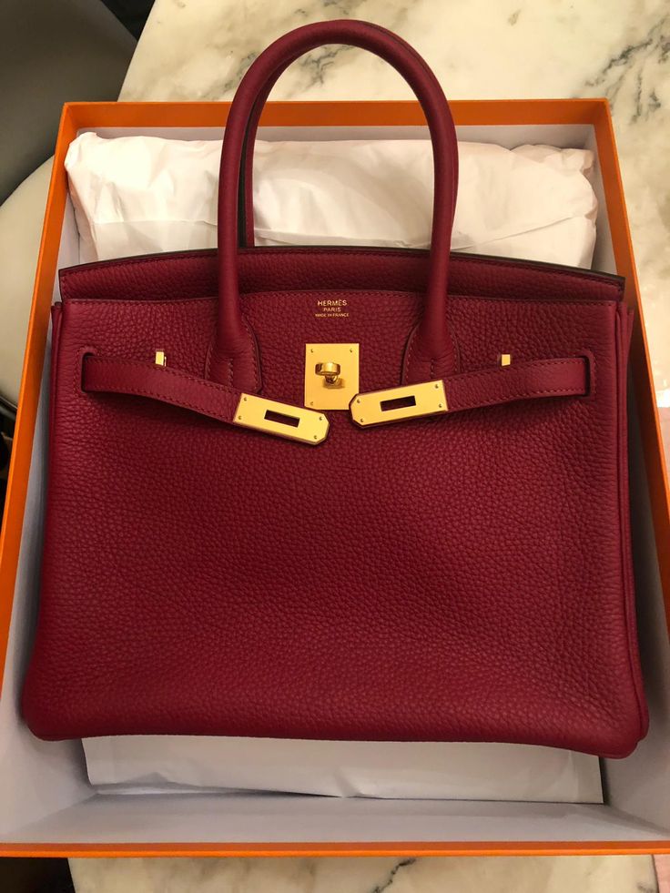 Birkin 30 rouge Grenat clemence gold Hardware  #bags #birkin #personalstyle #fashion #design #red #bags Bags Birkin, Birken Bag, Vintage Hermes Bag, My Style Bags, Luxury Bags Collection, Hermes Kelly Bag, Birkin 30, Kelly Bag, Luxury Purses