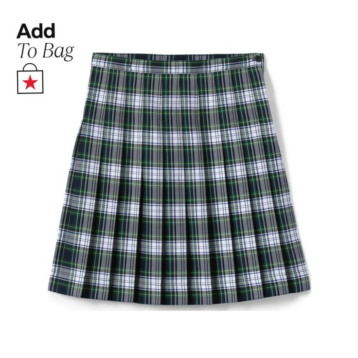 in stock Girls School Uniform, Plaid Pleated Skirt, Girls School, White Plaid, Lands End, Pleated Skirt, The Knee, Plaid, Skirt