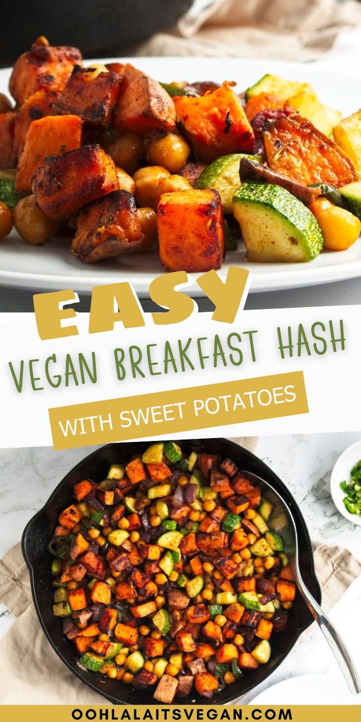 vegan breakfast hash in a skillet and served on a plate Kids Vegan Breakfast, Plant Based Whole 30 Breakfast, Savory Vegan Breakfast Ideas, Veggies For Breakfast Ideas, Quick Easy Healthy Breakfast Ideas Mornings, Warm Vegan Breakfast, Savory Vegetarian Breakfast, Vegan Breakfast Buffet, Whole Food Plant Based Breakfast