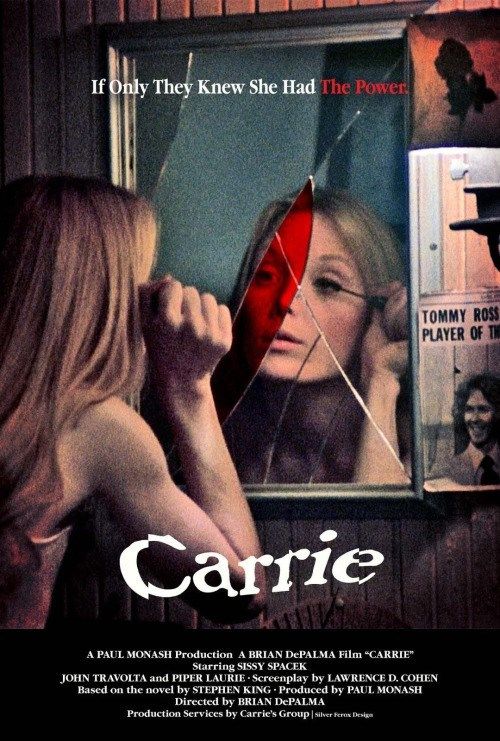 a movie poster for the film carie with two women looking at each other in front of a mirror