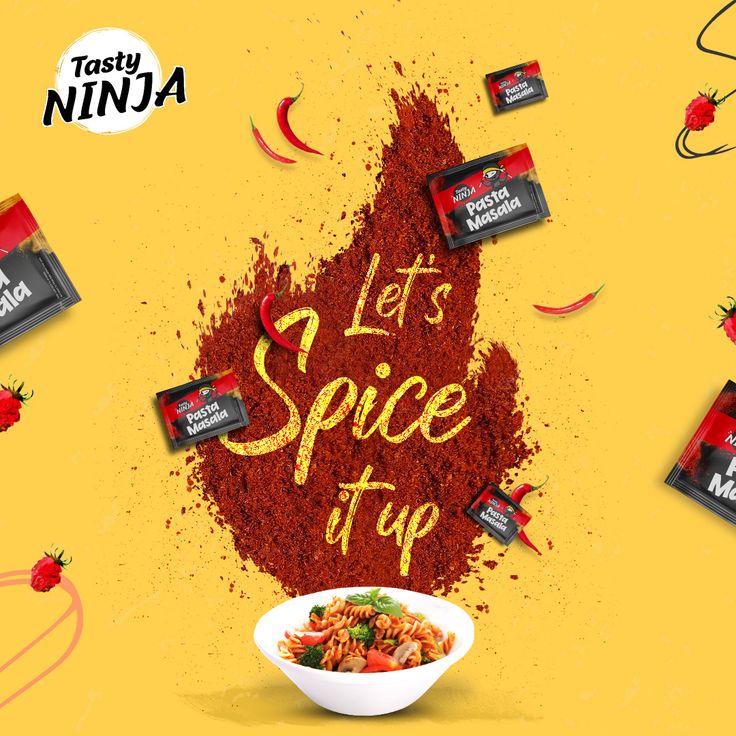 an advertisement for tasty ninja's let's spice it up