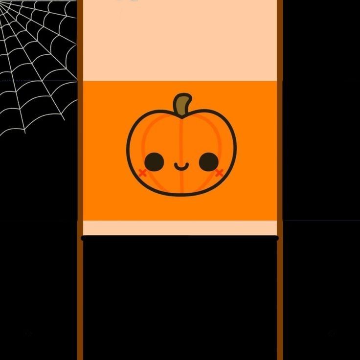 an orange halloween flag with a spider web on it