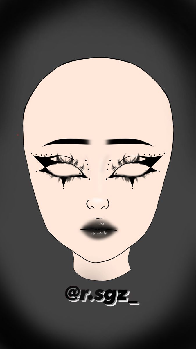 Alt Makeup Face Chart, Emo Makeup Ideas Goth, Eyeliner Drawings On Face, Goth Mommy Makeup, Goth Makeup Face Chart, Emo Graphic Liner, Black And White Goth Makeup, Halloween Makeup Face Charts, Face Drawing Makeup