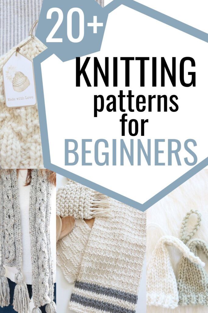 knitting patterns for beginners with text overlay