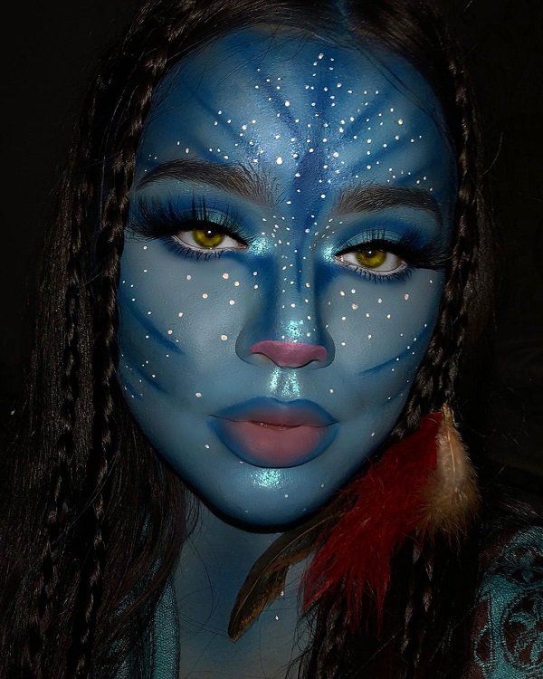 50 Halloween makeup ideas you will love | Art and Design Face Remedies, Avatar Makeup, Avatar Halloween, Teknik Makeup, Makeup Clown, Fantasy Make-up, Halloweenský Makeup, Halloween Make-up Looks, Holloween Makeup