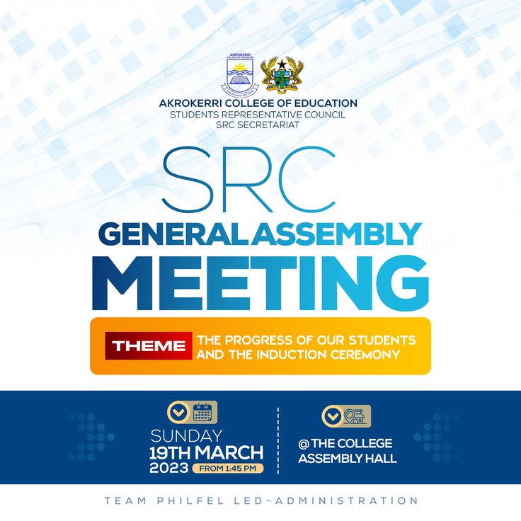 an advertisement for the src general assembly meeting