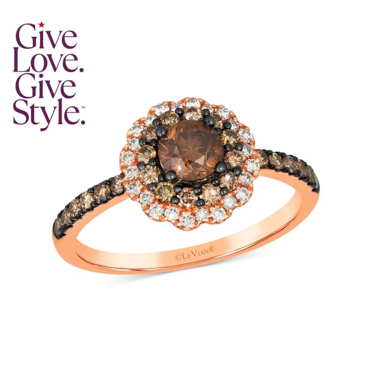 in stock Le Vian Chocolate Diamond Ring, Levian Chocolate Diamonds Rings, Chocolate Diamond Rings, Levian Chocolate Diamonds, Levian Rings, Chocolate Diamond Ring, Chocolate Diamond, Flower Halo, Chocolate Diamonds