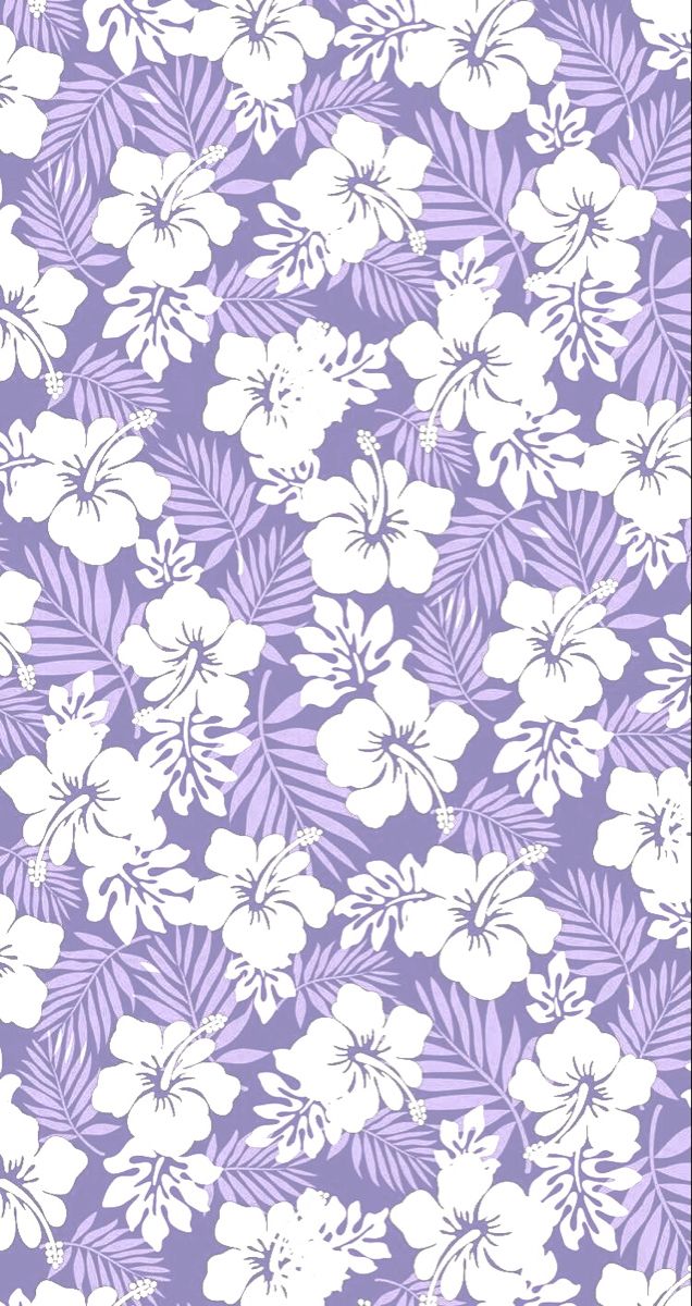 a purple and white flower pattern with leaves on the bottom right hand corner, in shades of lilac