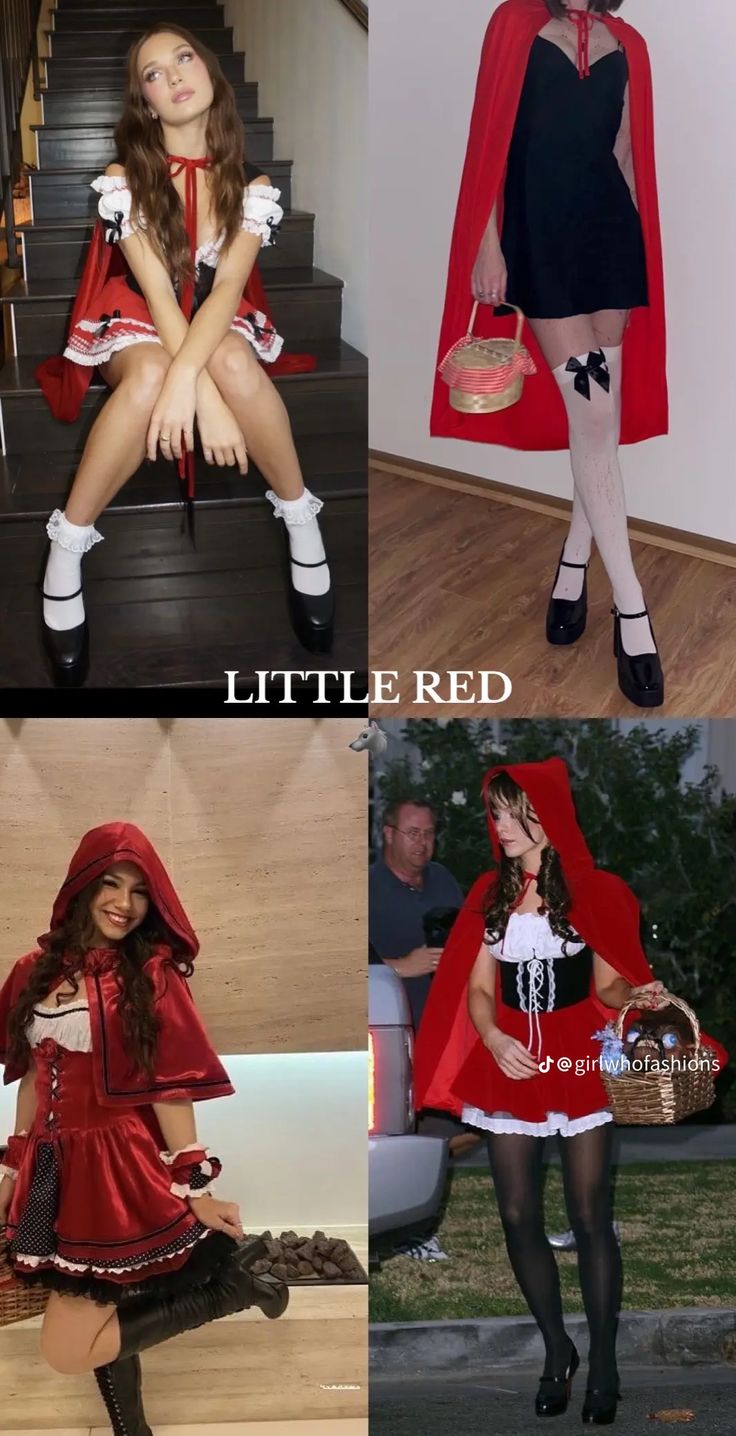 four different pictures of little red riding hoods and dresses, all with the same name on them