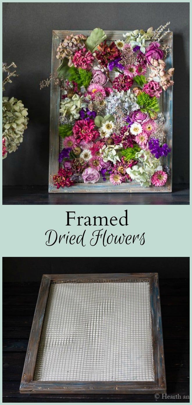 two different frames with flowers in them and the words framed dried flowers on top of it