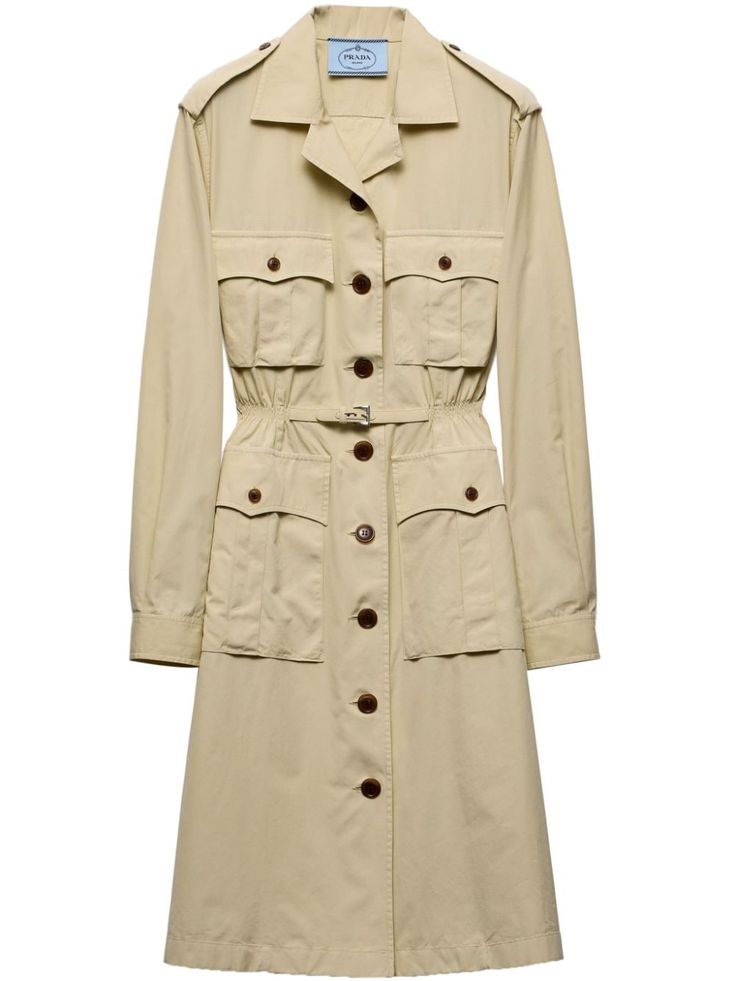 sand beige cotton/lambskin notched lapels front button fastening two chest flap pockets two front flap pockets long sleeves straight hem mid-length Poplin Shirt Dress, Shirt Cuff, City Dress, Iconic Bags, Sand Beige, Summer Beach Wear, Poplin Shirt, Ballet Flat Shoes, Ski Wear