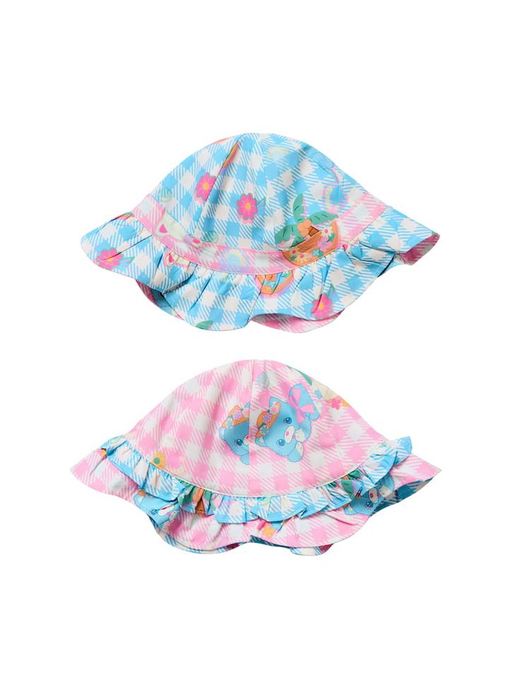 This hat is a versatile addition to your wardrobe. One side features a pink base with a cute Kitty pattern and blue ruffle trim, while the other side showcases a blue base with floral and tree decorations. With the option to switch up your look, this hat offers great value for the price.  The price is for a hat.   	 		 			Size 			Free Size 		 		 			Head Circumference 			65 Playful Spring Cap Sun Hat, Fun Sun Hat For Spring Playtime, Fun Spring Sun Hat For Playtime, Fun Sun Hat For Playtime In Spring, Fun Spring Playtime Sun Hat, Cute Spring Sun Hat For Playtime, Cute Spring Playtime Sun Hat, Playful Cotton Sun Hat For Spring, Cute Spring Hats For Playtime