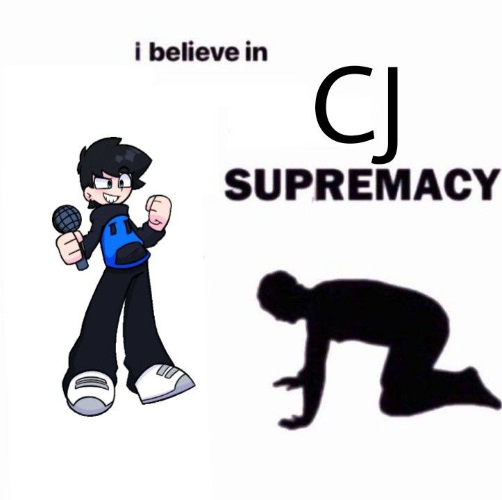 an image of a man holding a microphone next to the words i believe in cj