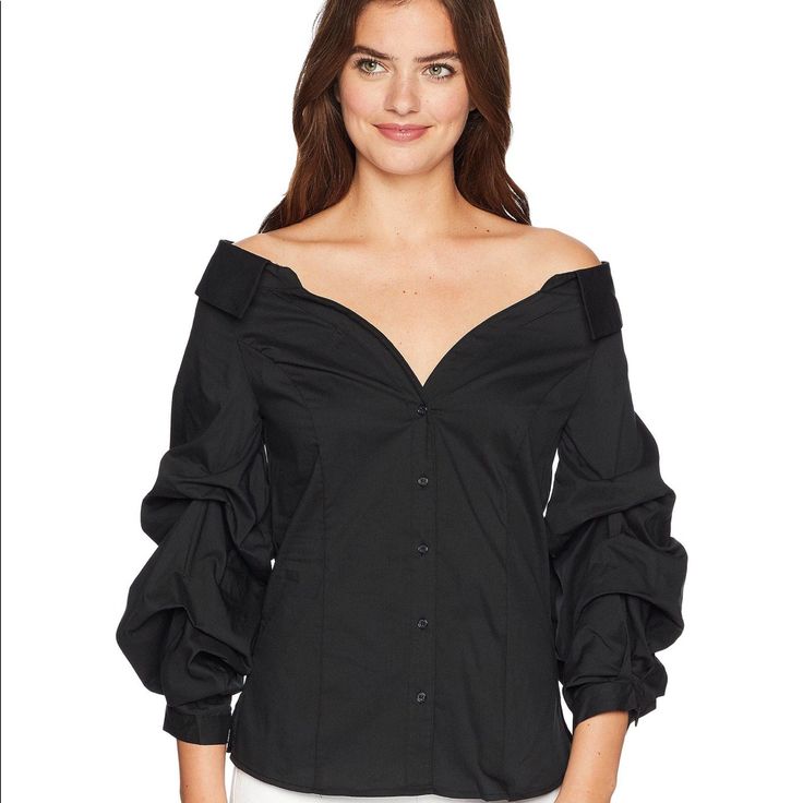 Never Been Worn. Tags Still On The Shirt. Formal Off-shoulder Tops For Fall, Elegant Cold Shoulder Blouse For Spring, Elegant Cold Shoulder Blouse For Night Out, Elegant Fall Cold Shoulder Off-shoulder Top, Cold Shoulder Blouse For Night Out In Fall, Black Long Sleeve Off-shoulder Top, Spring Black Off-shoulder Cold Shoulder Top, Spring Black Cold Shoulder Off-shoulder Top, Black Off-shoulder Cold Shoulder Top For Spring