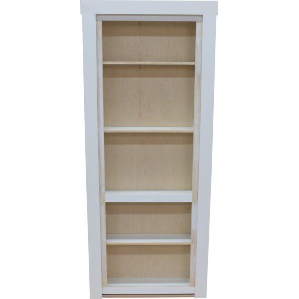 a white bookcase with three shelves on each side