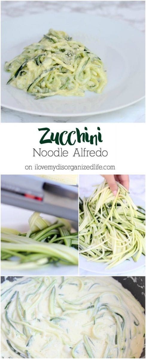 zucchini noodle alfredo is an easy and delicious side dish that's ready in less than 30 minutes