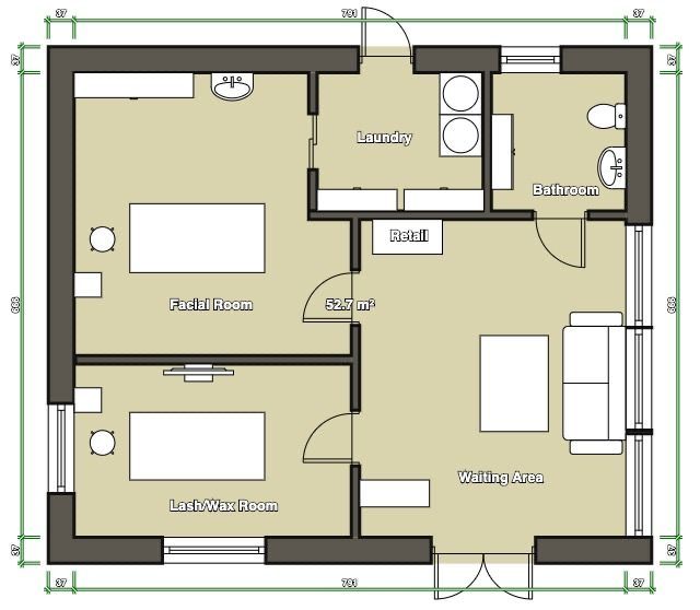 the floor plan for a two bedroom apartment with an attached kitchen and living room area