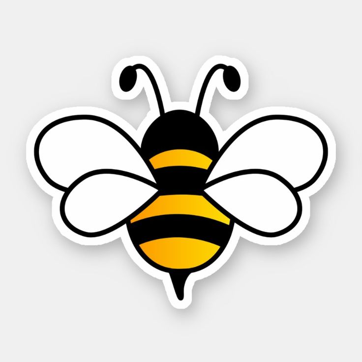 a yellow and black bee sticker on a white background