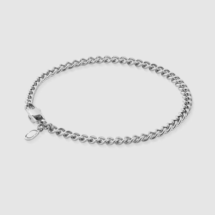 Cuban Bracelet (Silver) 4mm Classic Silver Charm Bracelet For Everyday, Minimalist Cuban Link Bracelet, Minimalist Cuban Link Bracelet For Everyday, Modern Silver Charm Bracelet For Everyday, Modern Silver Charm Bracelet Tarnish Resistant, Modern Silver Stackable Chain Bracelet, Silver Cuban Link Jubilee Bracelet For Everyday, Minimalist Silver Chain Bracelet With Stainless Steel Clasp, Classic Everyday Silver Chain Charm Bracelet