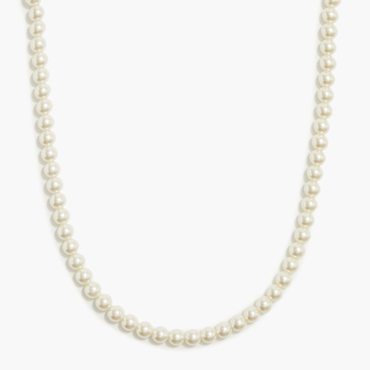 Pearl strand necklace Formal Chain Necklace With Round Beads, Elegant Beaded Choker Charm Necklaces, Elegant Pearl Charm Necklaces With Round Beads, Chic Single Strand Pearl Jewelry, Chic Pearl White Choker Jewelry, Elegant White Charm Necklace Choker, Elegant White Charm Choker Necklace, Classic Single Strand Necklace With Round Beads, Classic Single Strand Chain Necklace With Round Beads