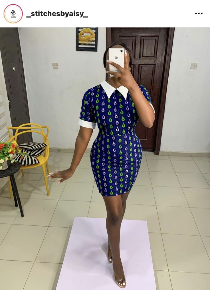 Collar Ankara Dress, Print Dress Designs, Ankara Dress Designs, African Print Tops, Ankara Dress Styles, African Print Clothing, Best African Dresses, Short African Dresses, African Fashion Skirts