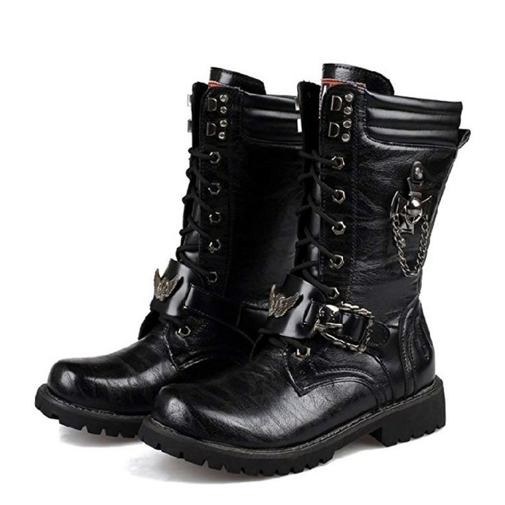 These Stylish Black Men's Moto Boots Come In A Standard Size 9 Men's Boots. These Are Such A Edgy Statement Boot For That Stylish Man. Wide Rounded Boots With Silver Embellishment. They Look Even Better Then The Picture. Firm Price/ Not Negotiable Winter Outdoor Moto Boots With Snip Toe, Black Steel Toe Boots For Motorcycling, Black Riveted Boots For Outdoor, Black Outdoor Boots With Rivets, Black Steel Toe Moto Boots For Biker Events, Biker Style Steel Toe Boots For Motorcycling, Western Moto Boots With Reinforced Toe For Winter, Black Biker Work Boots With Steel Toe, Black Snip Toe Moto Boots For Biker Events