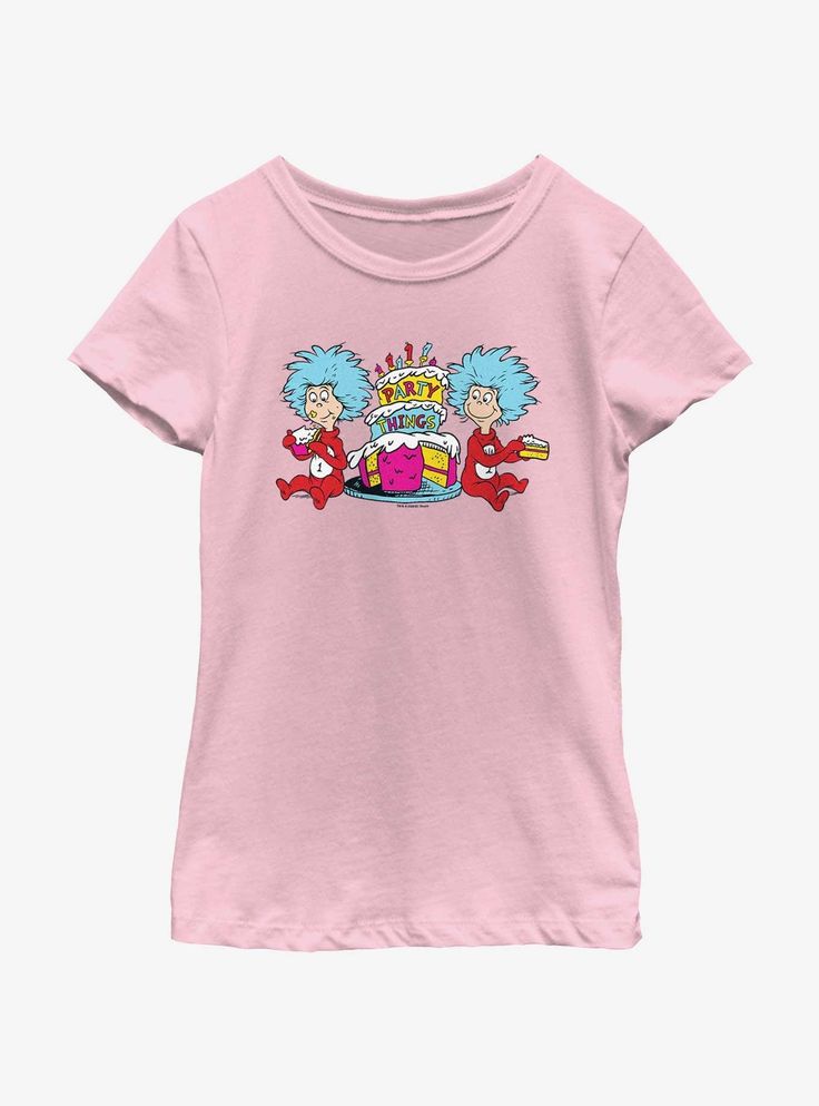 100% CottonWash cold; dry lowImportedListed in youth sizes Dr Seuss Birthday Cake, Dr Seuss Birthday, Girls T Shirt, Dr Seuss, Girls Tshirts, Birthday Cake, In Store, Cake, Birthday