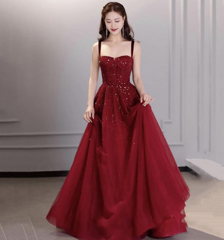 Flowy Burgundy Dress, Prom Dress Wine Red, Prom Evening Dress With Fitted Bodice And Glitter Tulle, Floor-length Glitter Tulle Evening Dress For Wedding, Glitter Tulle Evening Dress With Fitted Bodice For Prom, Prom Tulle Gown For Gala, Wedding Evening Dress In Glitter Tulle, Floor-length, Tulle Gown For Prom Gala, Gala Prom Tulle Evening Dress