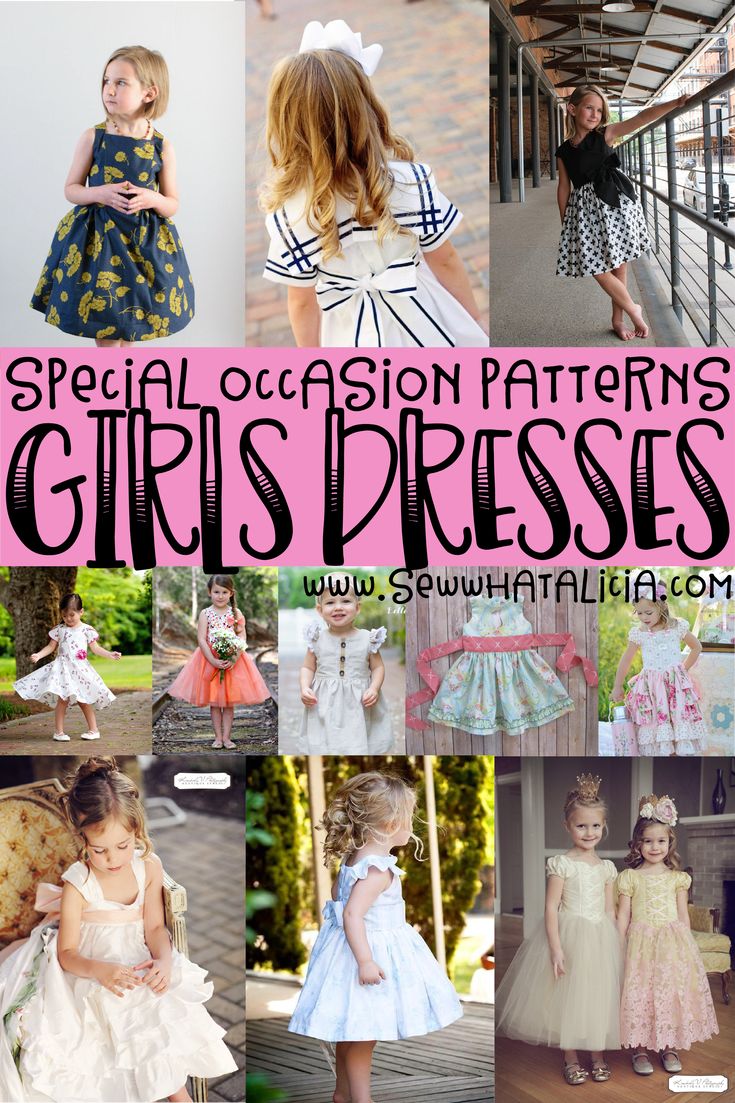 Girls Dress Sewing Patterns: If you want to sew a new dress for a special occasion this is the perfect place to start. Click through for a huge list of girls dress sewing patterns. | www.sewwhatalicia.com Flower Girl Dress Pattern Sewing, Kids Dress Sewing Pattern, Toddler Dress Pattern Free, Flower Girl Dress Pattern, Fancy Dress Patterns, Girls Dress Pattern Free, Party Dress Patterns, Flower Girl Dresses Vintage, Sewing Garments