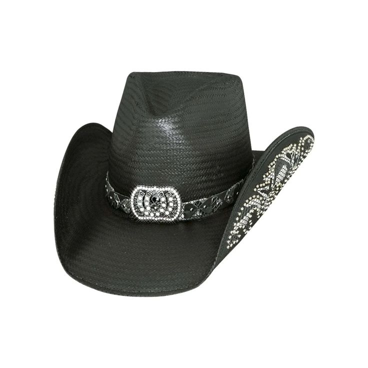 Bullhide Cowgirl Fantasy - Womens Straw Cowgirl Hat - Hatcountry Black Western Sun Hat With Curved Brim, Western Black Straw Hat For Country Events, Black Country Style Straw Hat For Rodeo, Country Style Black Straw Hat For Rodeo, Black Western Sun Hat With Flat Brim, Western Style Black Straw Hat For Country Events, Black Straw Hat For Western-themed Summer Events, Black Western Wide Brim Sun Hat, Black Western Style Wide Brim Sun Hat