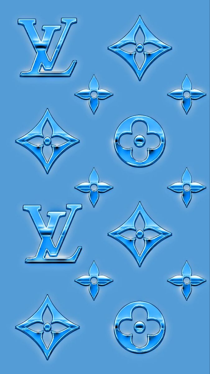 a blue background with various logos and symbols on it's side, including the letter v