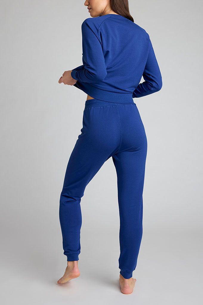 [Ksenia XS] Sportswear Tracksuit With Elastic Waistband For Loungewear, Sporty Long Sleeve Tracksuit With Elastic Waistband, Blue Joggers For Loungewear Athleisure Style, Blue Athleisure Joggers For Loungewear, Loungewear Tracksuit With Ribbed Cuffs, Sporty Tracksuit With Elastic Waistband For Loungewear, Blue Athleisure Joggers For Lounging, Blue Sweats With Ribbed Cuffs For Loungewear, Stretch Athleisure Tracksuit For Loungewear