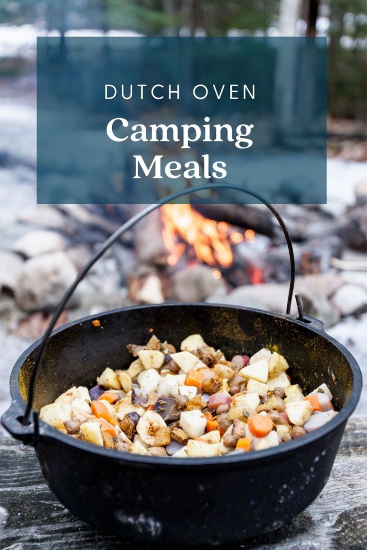 a campfire with the words 5 easy recipes for camping dinners