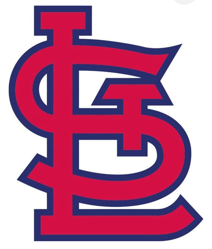 the st louis logo is shown in red and black on a white background, as well as