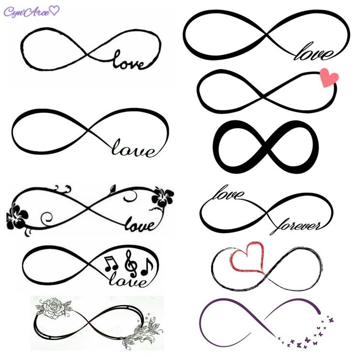 different types of love tattoos with hearts and words on them, including the word love