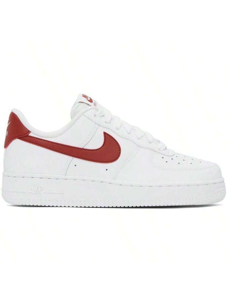 Nike 
White & Orange Air Force 1 '07 Sneakers 
Low-top grained leather sneakers in white and orange. 
. Perforated detailing at toe and sides 
. Logo hardware at lace-up closure 
. Logo patch at padded tongue 
. Padded collar 
. Swoosh appliqué at sides 
. Logo embroidered at heel tab 
. Nike Air cushioning at footbed 
. Mesh lining 
. Logo embossed at foam rubber sole 
Please note that this item may be shipped only within North America. 
Supplier color: White/Rugged orange 
Upper: leather. Sole Sporty Nike Air Force 1 Leather Sneakers, Sporty Leather Nike Air Force 1 With Laces, Sporty Leather Nike Air Force 1, Sporty Nike Air Force 1 For Streetwear, Sporty Nike Air Force 1 With Laces For Streetwear, Sporty Nike Air Force 1 High-top With Laces, Sporty White Nike Air Force 1 With Rubber Sole, Classic Nike Air Force 1 Low-top With Rubber Sole, White Nike Air Force 1 With Rubber Sole