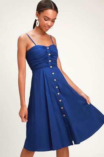 Shop Trendy Dresses for Teens and Women Online | Shop for the Best Women's Dresses, Special Occasion Outfits, and Clothing A-line Dress With Button Closure For Day Out, Knee-length Sundress With Button Closure For Day Out, Cotton Dress With Buttons For Dress Down, Casual Buttoned Cotton Dress, Cotton Day Out Dresses With Buttons, Cotton Day Out Dress With Buttons, Fitted Sundress With Buttons For Spring, Cotton Midi Dress With Buttons For Casual Wear, Buttoned Mini Sundress For Day Out