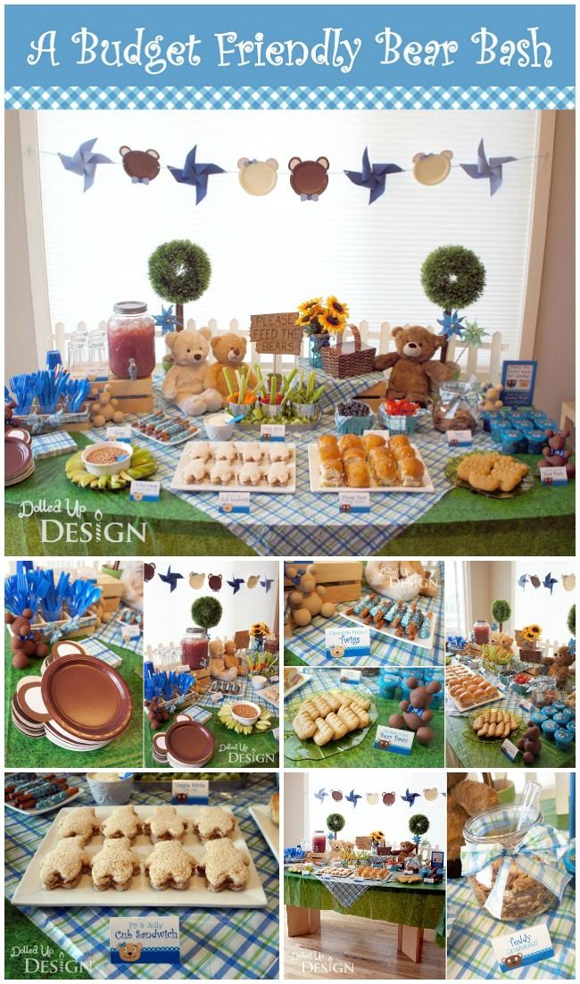 a teddy bear birthday party with food and decorations