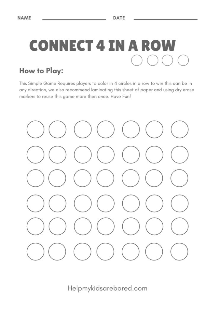 an activity sheet for kids to learn how to play the game connect 4 in a row