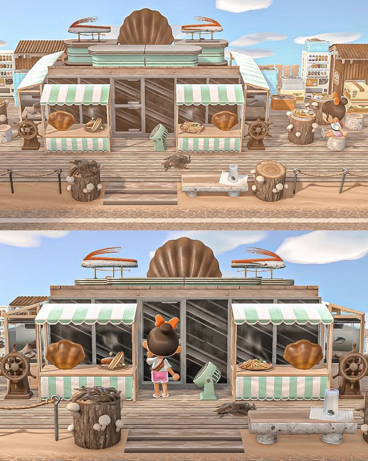 two different views of the same food stand