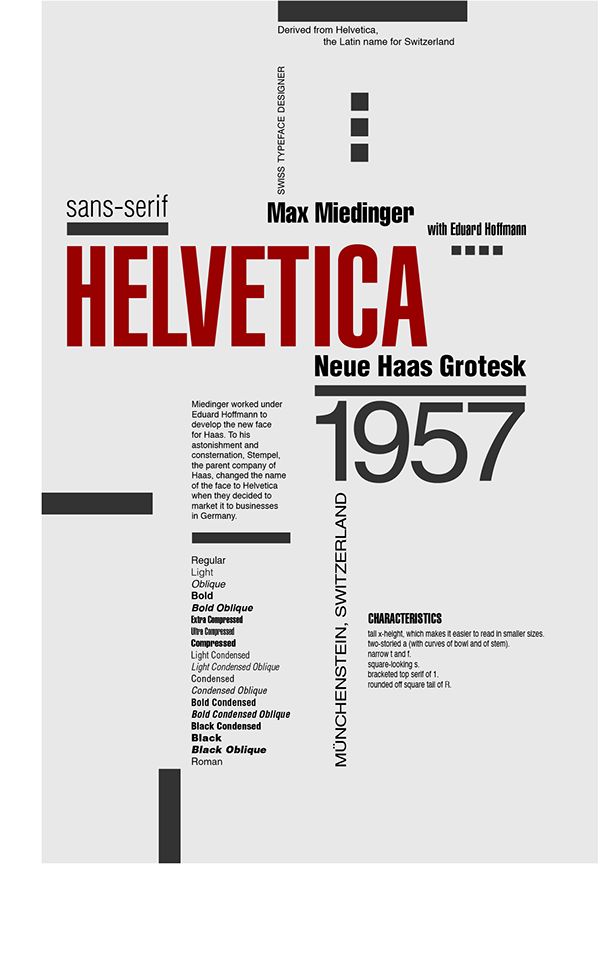 a poster with the words helvetica in red and black