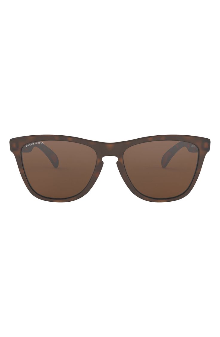 Logo-embellished temples add a flash of sporty style to these essential sunglasses complete with a keyhole bridge. Style Name:Oakley Frogskins 55mm Square Sunglasses. Style Number: 5785081. Brown Sports Sunglasses With Uv Protection, Brown Sports Sunglasses With Gradient Lenses, Casual Brown Sunglasses For Outdoor Activities, Brown Anti-reflective Sunglasses For Outdoor Activities, Oakley Frogskins, Sporty Style, Tortoise, Square Sunglasses, Rayban Wayfarer